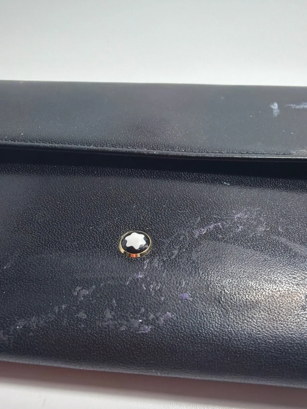 Mont Blanc Black Leather Continental Wallet with Star Emblem